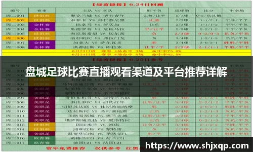 盘城足球比赛直播观看渠道及平台推荐详解